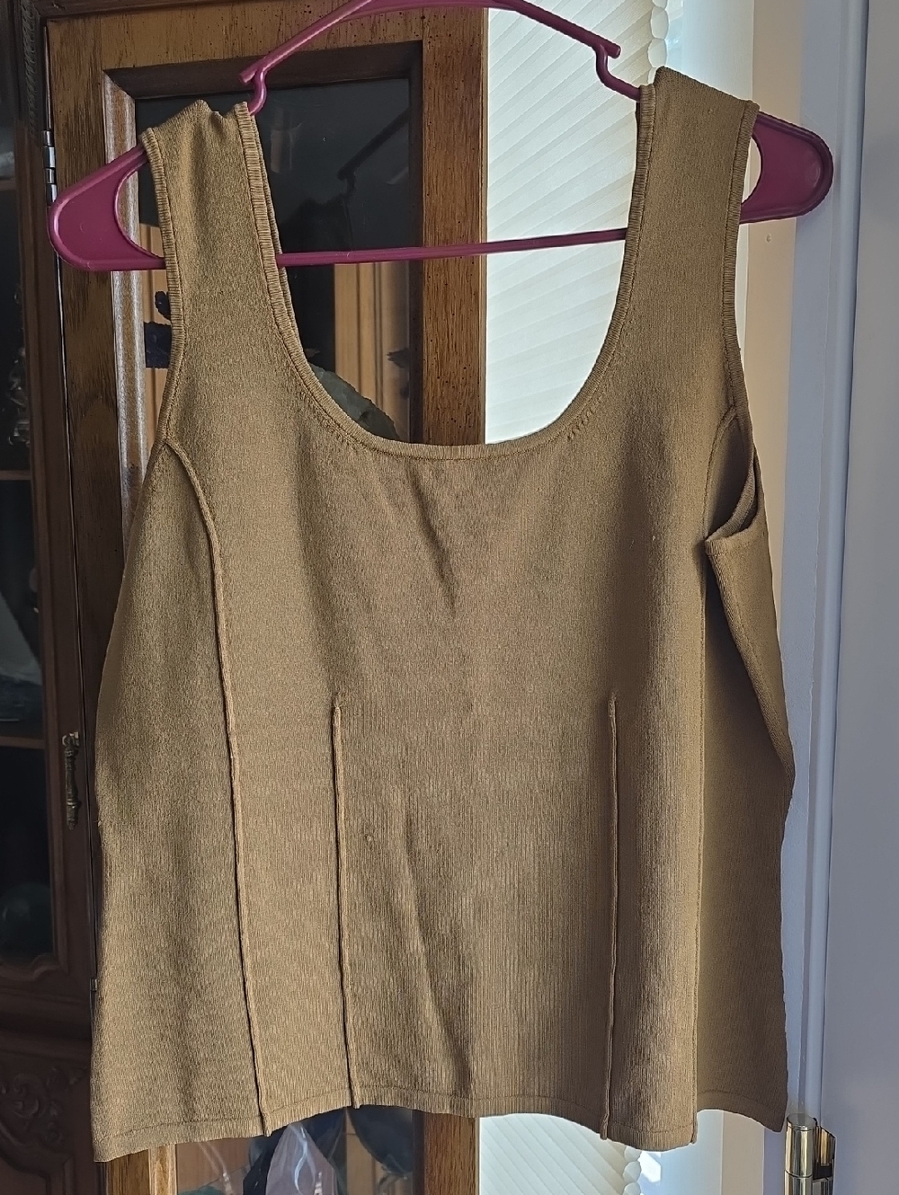 Doncaster Camel Tank Top with Scoop Neck